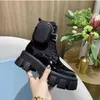 2022 Luxury Designer Woman Fashion Boots Leather and Nylon Fabric Booties Women Ankle Biker Australia Platform Heels Winter Sneakers Boots