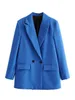 Damskie garnitury Blazers Kpytomoa Fashion Fashion podwójnie piersi Office Wear Blazer Coat Vintage Long Rleeve Pockets żeńska odzież wierzchnia elegancka veste femme 221006