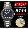 DiW 5711 Black Grail A324 Automatik-Herrenuhr NTPT Crafts Carbon Fiber Black Stick Dial Ultra Thin Roségold Edelstahl Gliederarmband Super Edition Puretime B2