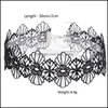 Chokers 10Pcs/Set Mixed Colors Lace Flower Choker Tattoo Necklace For Women Girl Clavicle Collares Jewelry Gift Drop Deliver Lulubaby Dhrly