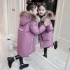 Down Coat Winter Warm Jackets for Girls Fashion Fur Hooded Children Girls Waterproof Outwear Kids Cotton Lined Parkas 2201006