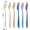 6 cores de aço inoxidável Forks Multicolor Fruit Salad Cake Uvil Fork para Snack Dinnerware Kitchen Bar Tools Rre14698