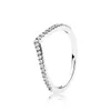 Sparkling Wishbone Stacking Ring 925 Silver Rose Gold Wedding Jewelry for Women Girls With Original Box för Pandora CZ Diamond Rings Set