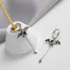 Boucles D'oreilles Arrivée Élégant Diable Chauve-Souris Conception Vert Cristal 925 Argent Aiguille Dames Glands Bijoux Accessoires Cadeaux