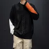 Maglioni arancioni Maglioni da uomo lavorati a maglia grossa Patchwork progettati maglioni da uomo Camicie a maniche lunghe calde e casual