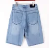 QNPQYX New Mens streetwear pants Loose Baggy Denim Short Men Jeans Fashion Streetwear Hip Hop Long 3/4 Capri Cargo Shorts Pocket Male Blue