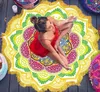 Tapetes lotus mandala redonda tapete de tapete tapeçaria tassel praia arremesso hippie boho yoga tabela de tabela de tampa