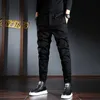 Herrbyxor Spring och Autumn New Casual Solid Color Slim Fit Wrincled Legging Fashion Street Trousers Sports Men G220929