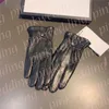 Women Sheepskin Gloves Designer Black Mittens Outdoor Keep Warm Plush Gloves Fashion Driving Glove