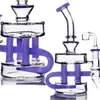 Real PIC colorful Hookahs Glass Water pipe diffuser showerhead perc Glass Bong Recycler Oil Rigs with 14 mm joint Bent Type purple