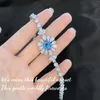 Lien Bracelets Lumineux Floral De Luxe Mer Bleu Zircon Bracelet Pour Les Femmes De Mariage De Bal Bijoux Premium Accessoires Cadeaux De Vacances H490