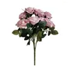 Fleurs décoratives 10 têtes/Bouquet de roses artificielles, Simulation de Bouquet de fleurs pour la maison et le bureau, fausse décoration florale pour Festival de mariage