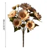 Decorative Flowers C63B Artificial Sunflower Rustic Painting Style Realistic Silk Simulation