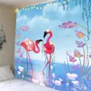 Гобеленцы северная фламинго -гобеленная птица Стенная стена висит цветочный домашний декор пляжный полотенце йога коврик для пикника.