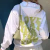 Kvinnors hoodies kvinnor kappa hoodie y2k streetwear vintage vinter kawaii e-tjej svettkläder tumblr bomullsbrev tryckjacka överdimensionerad skalle