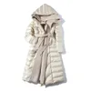 Parkas feminina Parkas Fake Two Pe￧as Mink Natural Cashmere Wool Stitching Real Duck White Down Coat Capuz Capuz Capacito mais longo Longo Parkas F668 220930