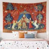 Tapisseries dame et la Unicorn Tapestry Mur médiéval suspendu la décoration intérieure imprimée couvre-lit pour lit 221006