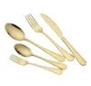 UPS Flatware Set Gold Silver Silver Rostfritt stål Matkvalitet Silverbestickskåpssatsredskap inkluderar knivgaffel sked tesked