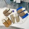 Boston Slippers мех тапочка кожаная сумка для головы вытягивание пробка дизайнерские слайды осень зима Lazy Lazy Lovers Scuffs Mens Womens Loafer Bonstons Sandals