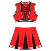 Women's Tracksuits Womens Cheerleader Uniform Cheerleading Outfit Role Play Come Strappy Hollow Out Crop Top with Color Block Pleated Skirt T220909