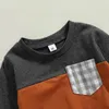 衣類セット2 PCS幼児服装男の子の男の子カラーブロック長袖丸いネックスウェットシャツパンツ6M-3Y