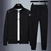 Herrspårsfall Casual Men's Tracksuit Spring Autumn Sportwear Men 2 Piece Set Sweatpants Print Brand Zipper Male Sweatshirt Plus Size 221006