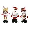 Christmas Decorations Figurine Decoration Length Cartoon Santa Snowman Reindeer Standing Doll Retractable Long Legs Toy Xmas