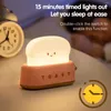 Night Lights LED Bread Maker Light USB Charging Dimming Bedside Table Timer Sleep Lamp Birthday Christmas Gifts