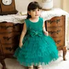 Vestidos de menina vestido verde vestido de tule princesa tutu pérolas crianças vestido de casamento vestido crianças roupas roupas de bebê vestidos 2022