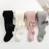 Tayt taytlar kış çocuklar kız kızlar külotlu çorap kalın pamuklu çocuklar için sevimli büyük yay beyaz çorap 221006