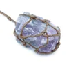 Collier ras du cou en pierre tressée à la main rétro collier de Quartz naturel pépites brutes colliers pendentif en Fluorite vert violet