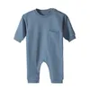 Mamelucos Baby Boy 7 Color Casual Mangas largas Mameluco Bolsillo para niños pequeños Mono de algodón suave suelto simple Niño Otoño Nuevos trajes J220922