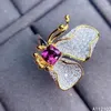 クラスターリングkjjeaxcmyファインジュエリー925スターリングシルバーインラードナチュラルガーネット中国語スタイルの女性蝶の宝石リングサポート