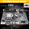 Motherboards -B75 12USB ETH Mining Motherboard G630 CPU 2XSATA Kabel 4PIN zu SATA 12USB3.0 B75 USB Miner