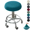 Chair Covers 1/2 Pcs Solid Cover Spandex Elastic Bar Stool Stretch Armless Slipcover Pub Jacquard Round Cushion Case