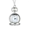 Montres de poche montre à Quartz chaîne en alliage évider fleur couvercle rabattable pendentif Vintage pour les femmes ENDQ