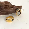 Cluster Rings Monlansher Black CZ Stone Crystal Ring Gold Color Titanium Steel Chunky f￶r kvinnor Stylish Vintage Finger Jewelry 2022