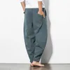 Men's Pants Dropshipping Cotton linen Harem New Chinese Style Casual Men Pure Color Loose Wide Leg trousers 5XL G220929