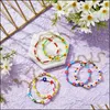 Bärade strängar pärlsträngar l colorf daisy blommor pärlarmband y2k smycken estetiska anklet handgjorda anklets boho strand sommar b dh1u6