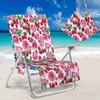 Housses de chaise, couverture de plage imprimée plantes d'été, serviette de pont en microfibre, petit fauteuil inclinable Portable 150x73cm