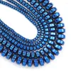 Pärlor natursten platt cylinder rund blå hematit distanser charm löst för smycken tillverkning 3/4/6/8mm DIY -armband tillbehör