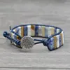 STRAND JOURSNEIGE BOHO BRACELETS kleur natuursteen lederen wrap manchet vintage hand wevende retro mode sieraden