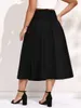 Plus size Dresses Finjani Solid Lace Up Skirt Women's Plus Size Flare Corset Skirts Fashion Black Dress Women Clothing 221006