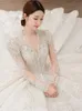 2023 robe de bal arabe robes de mariée de luxe Dubaï cristaux scintillants manches longues robes de mariée tribunal train tulle jupe robes de mariée