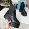 2022 Luxury Designer Woman Fashion Boots Leather and Nylon Fabric Booties Women Ankle Biker Australia Platform Heels Winter Sneakers Boots