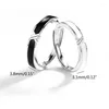 Wedding Rings 2Pcs Black And White Lovers Knot Ring Bands Kit Couples Matching Promise Adjustable For Him Her 1