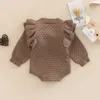 Rompers infantil meninas meninas outono suéter completo sweater Rodper malha sólida plufla recém -nascida roupas de bebê roupas 024m j220922