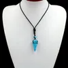 Rétro Reiki Guérison Pierre Cône Pendule Pendentif Améthystes Colliers Corde Wrap Quartz Naturel Pendentif Colliers Femme Bijoux