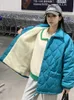 レディースダウンパーカー特大のパフジャケット女性ラムウールスタンドカラールーズパッド付きコート韓国ダイヤモンドシングルブリーズルーズショートパーカーミュージャー220930