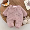 Pagliaccetti Bambini Carino Morbido Confortevole Inverno Pagliaccetto Ragazza Casual Solido Caldo Tenere Monopetto Cotone Tuta Ragazzo Nuovi Vestiti J220922